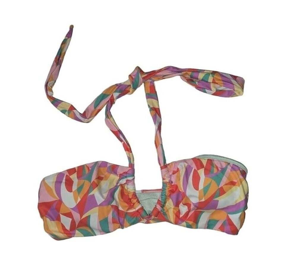 CUPSHE Halter Bikini Top Size L Multi Color Geometric NWT